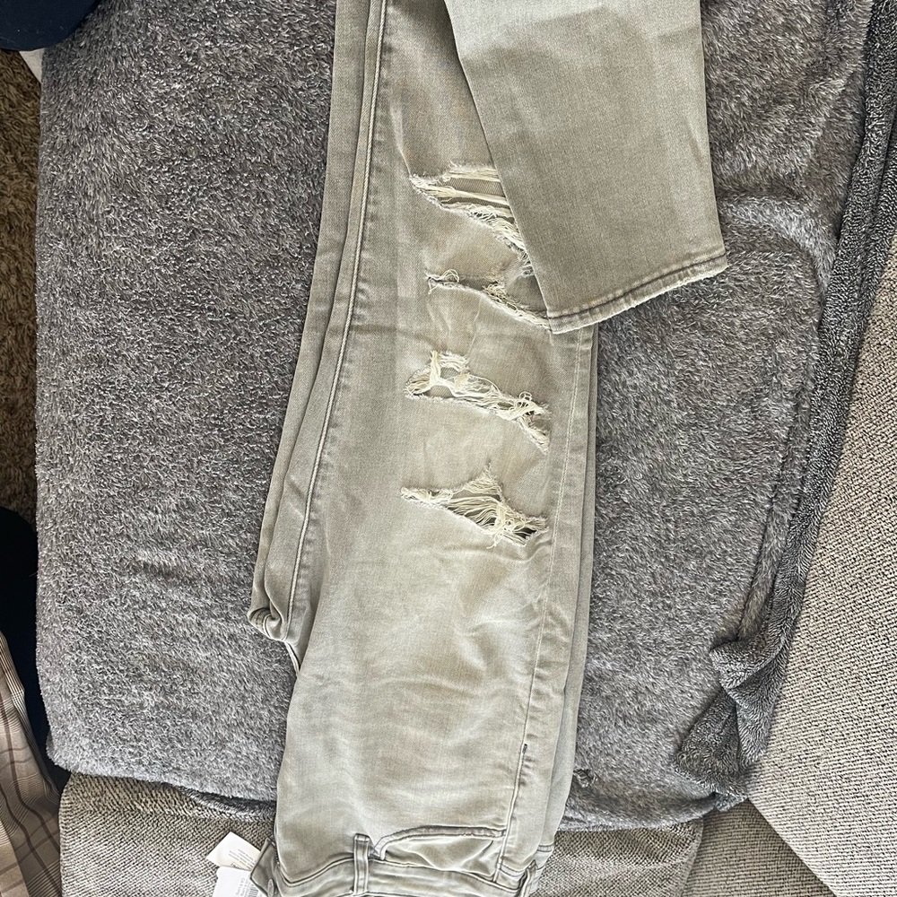 Distressed Olive Green Jeans